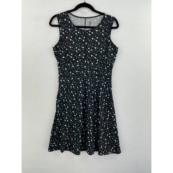 Title nine Dresses & Skirts - Title Nine Small Dress Black Polka Dot Fit Flare Sleeveless Zip Pocket B58-04